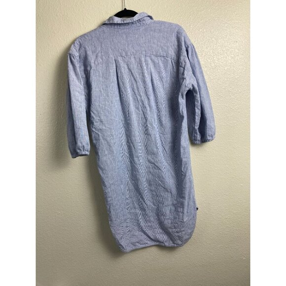Copenhagen Delights Linen Modal Blue White Striped Button Up Shirt Dress size XS - Picture 14 of 15